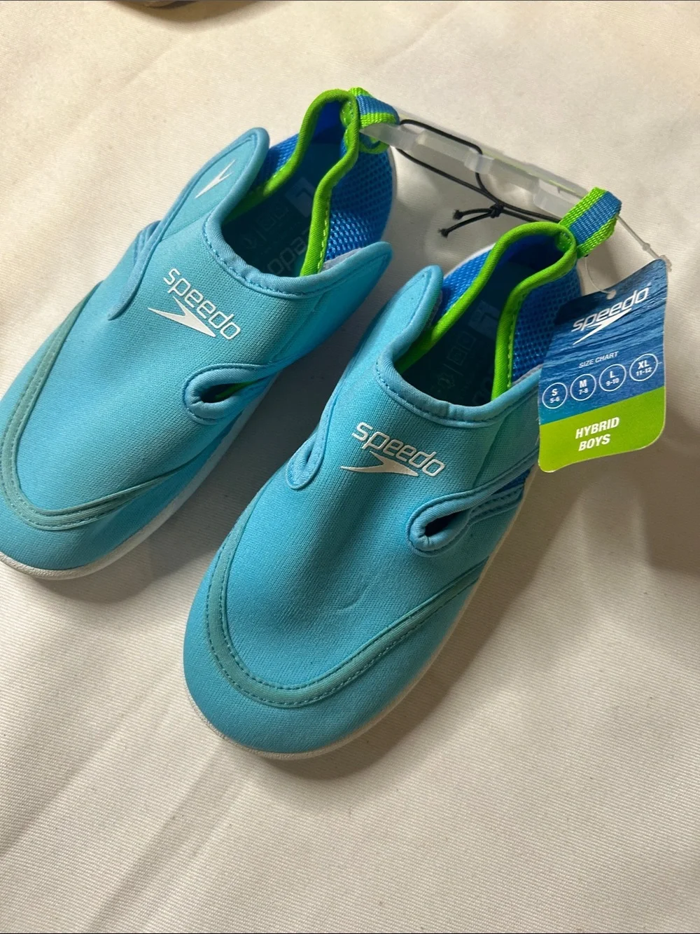Speedo Kids Aqua Slip-On Water Shoes in Turquoise with Lime Accents